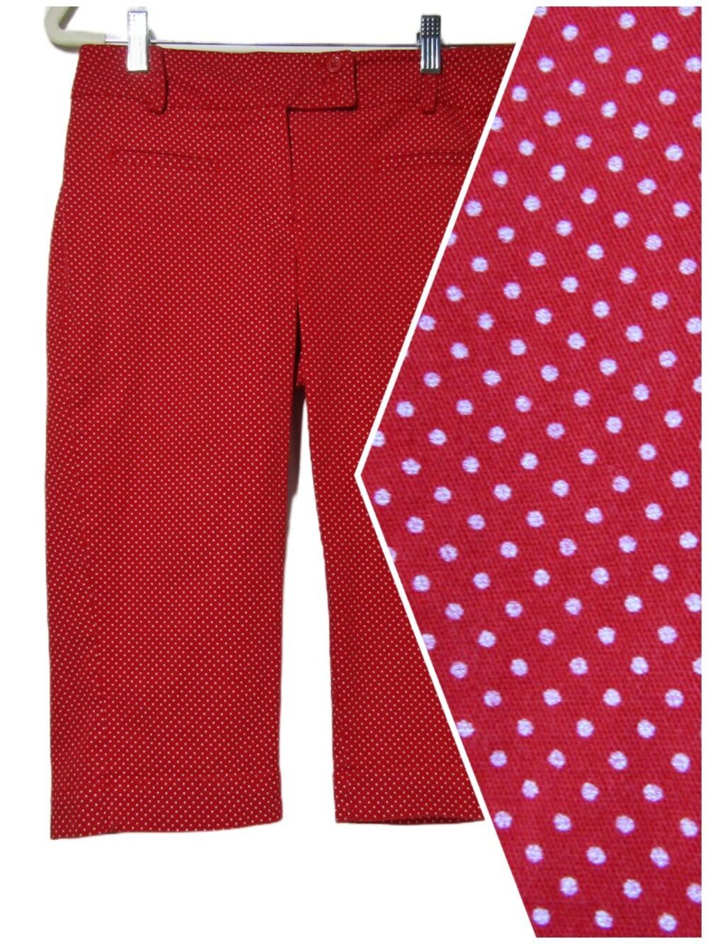 VTG 90s Y2K Retro 6 Red POLKA DOT Pedal Pushers Capri Cropped Rockabilly Pants